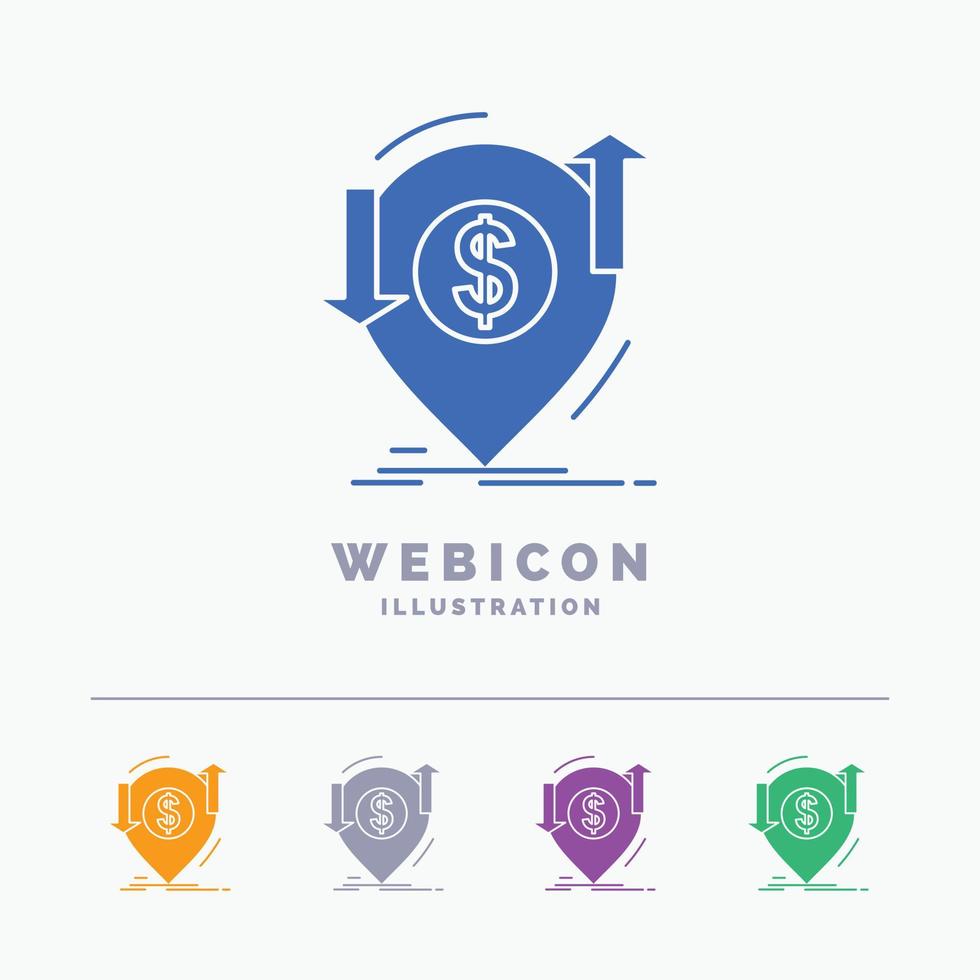 transaction. financial. money. finance. transfer 5 Color Glyph Web Icon Template isolated on white. Vector illustration