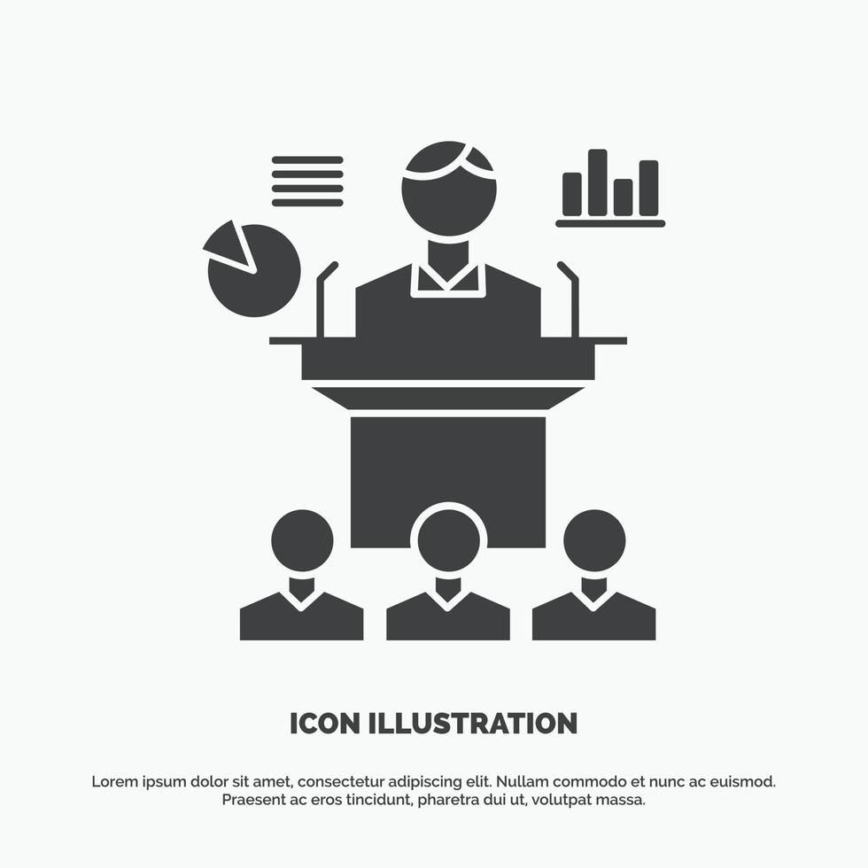 Business. conference. convention. presentation. seminar Icon. glyph vector gray symbol for UI and UX. website or mobile application