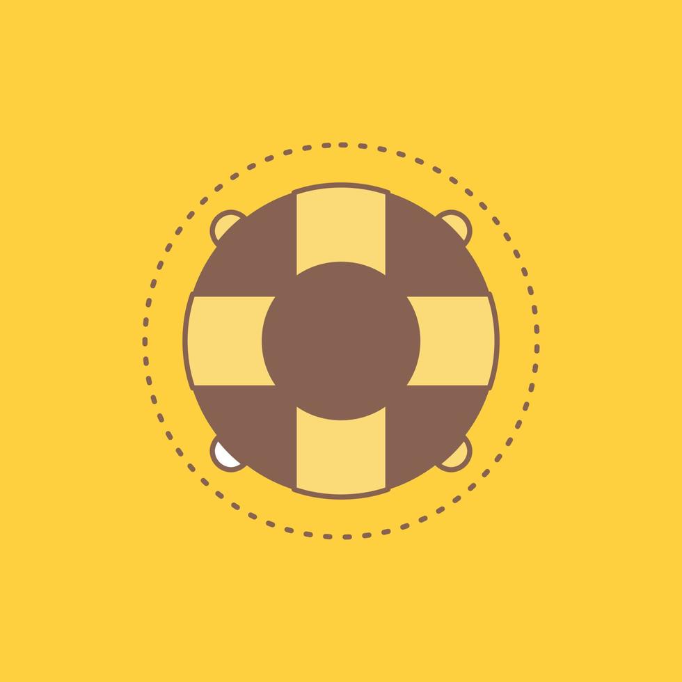 ayuda. vida. boya salvavidas. salvador de la vida. icono lleno de línea plana de preservador. hermoso botón de logotipo sobre fondo amarillo para ui y ux. sitio web o aplicación móvil vector