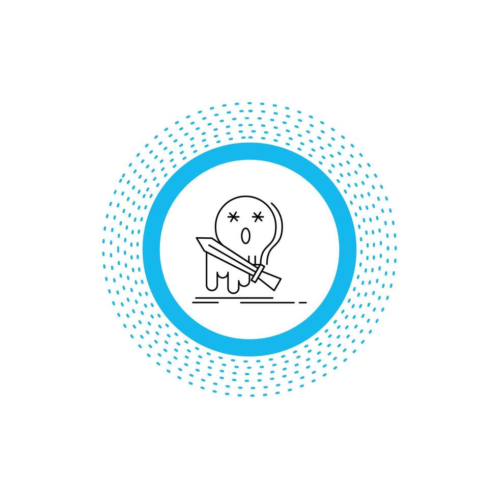 Death. frag. game. kill. sword Line Icon. Vector isolated illustration