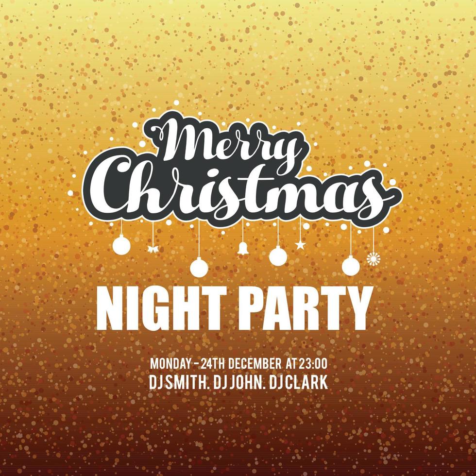 Merry Christmas Night Party Glitter Background vector