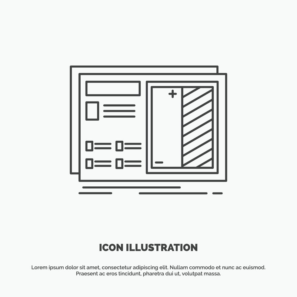 Blueprint. design. drawing. plan. prototype Icon. Line vector gray symbol for UI and UX. website or mobile application