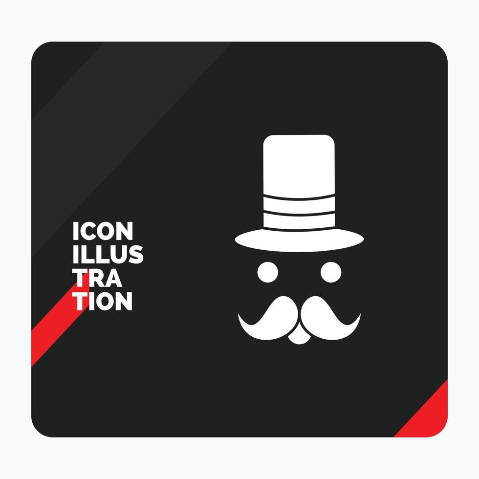 fondo de presentación creativa rojo y negro para bigote. inconformista. movimiento Papá Noel. icono de glifo de sombrero vector