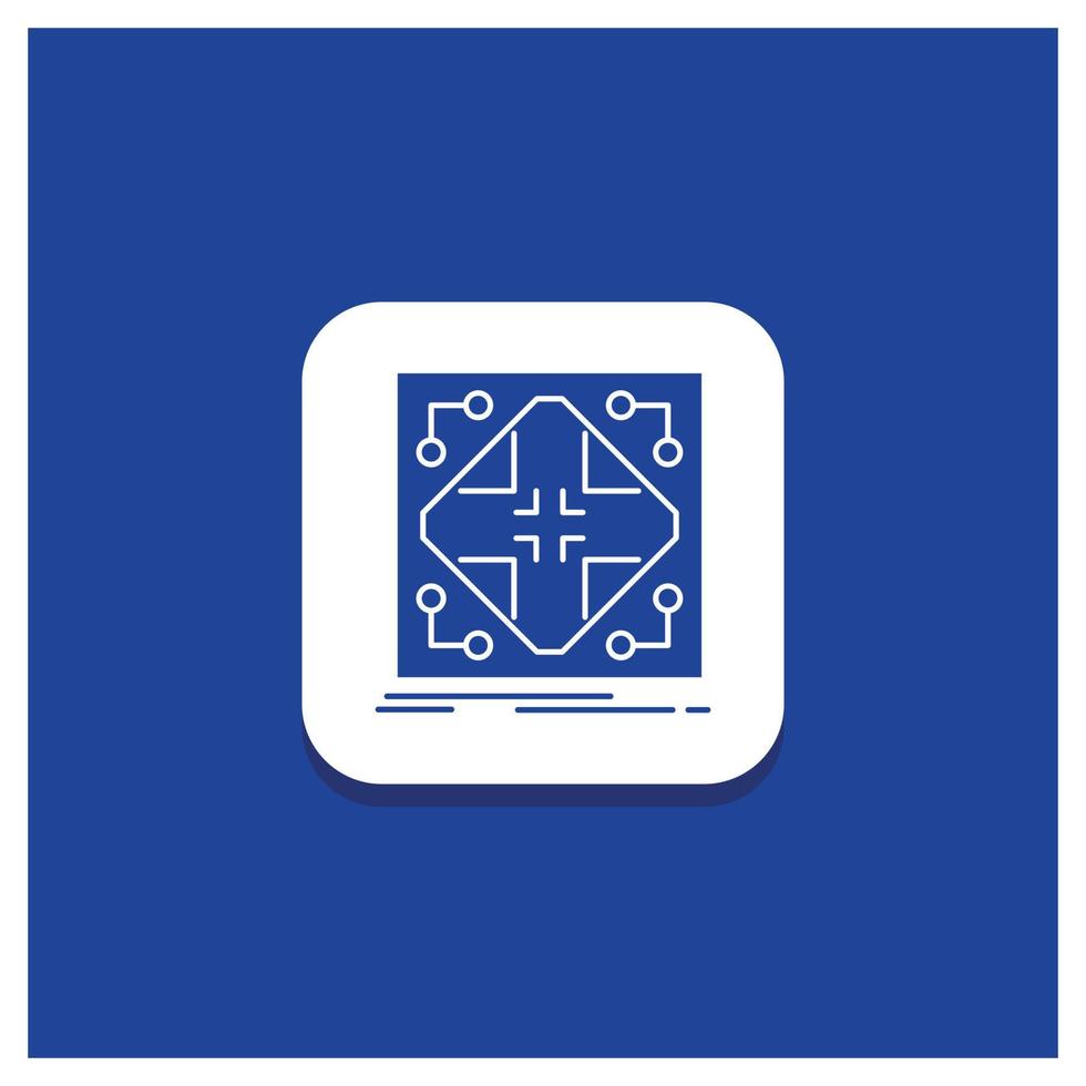 Blue Round Button for Data. infrastructure. network. matrix. grid Glyph icon vector