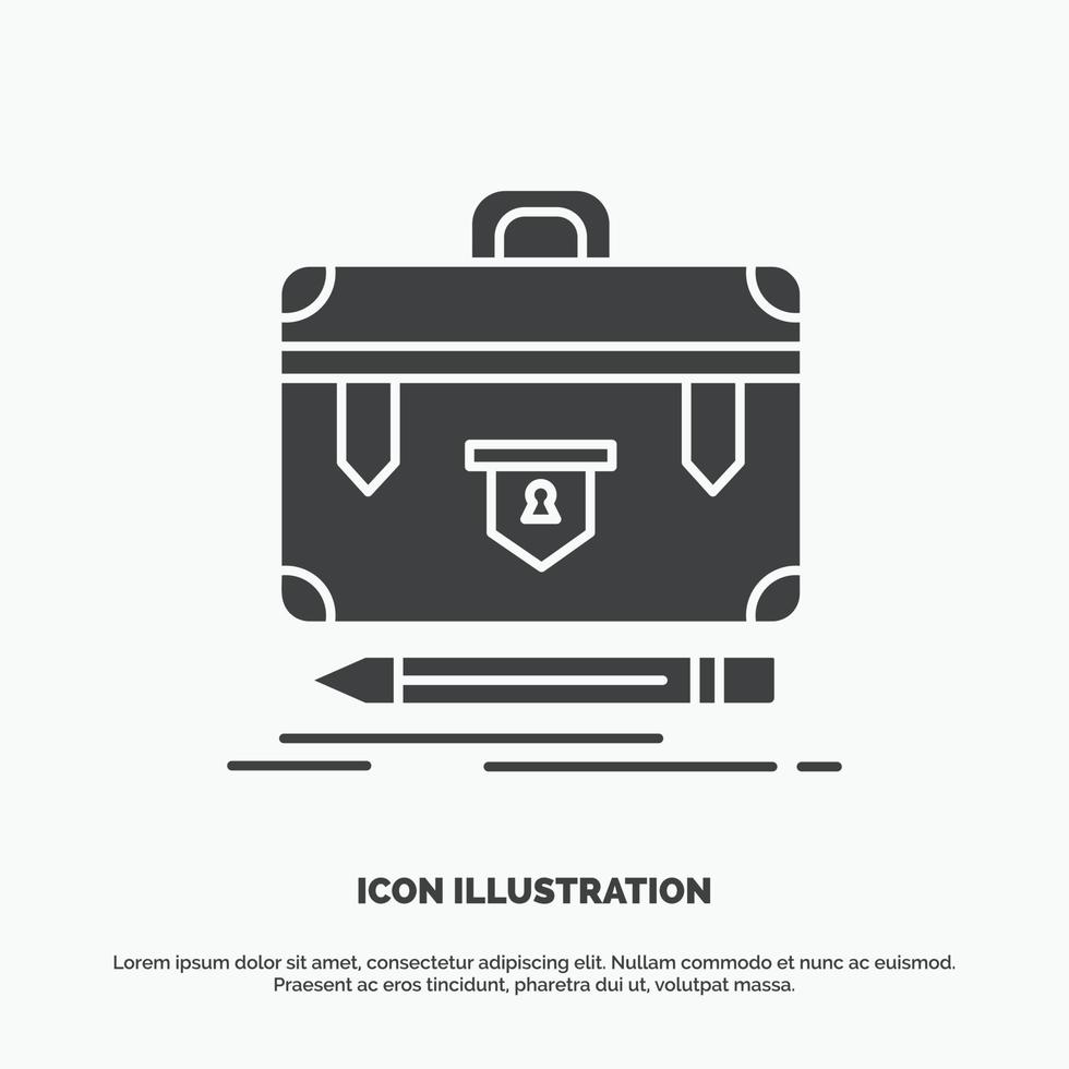 briefcase. business. financial. management. portfolio Icon. glyph vector gray symbol for UI and UX. website or mobile application