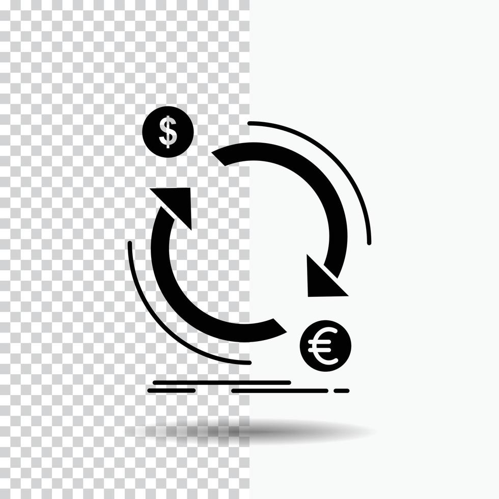 intercambio. divisa. Finanzas. dinero. convertir icono de glifo en fondo transparente. icono negro vector