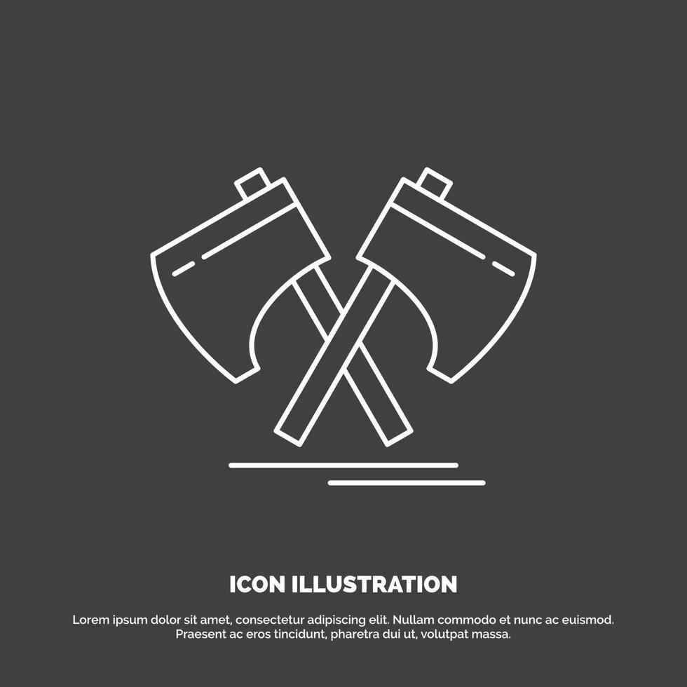 Axe. hatchet. tool. cutter. viking Icon. Line vector symbol for UI and UX. website or mobile application