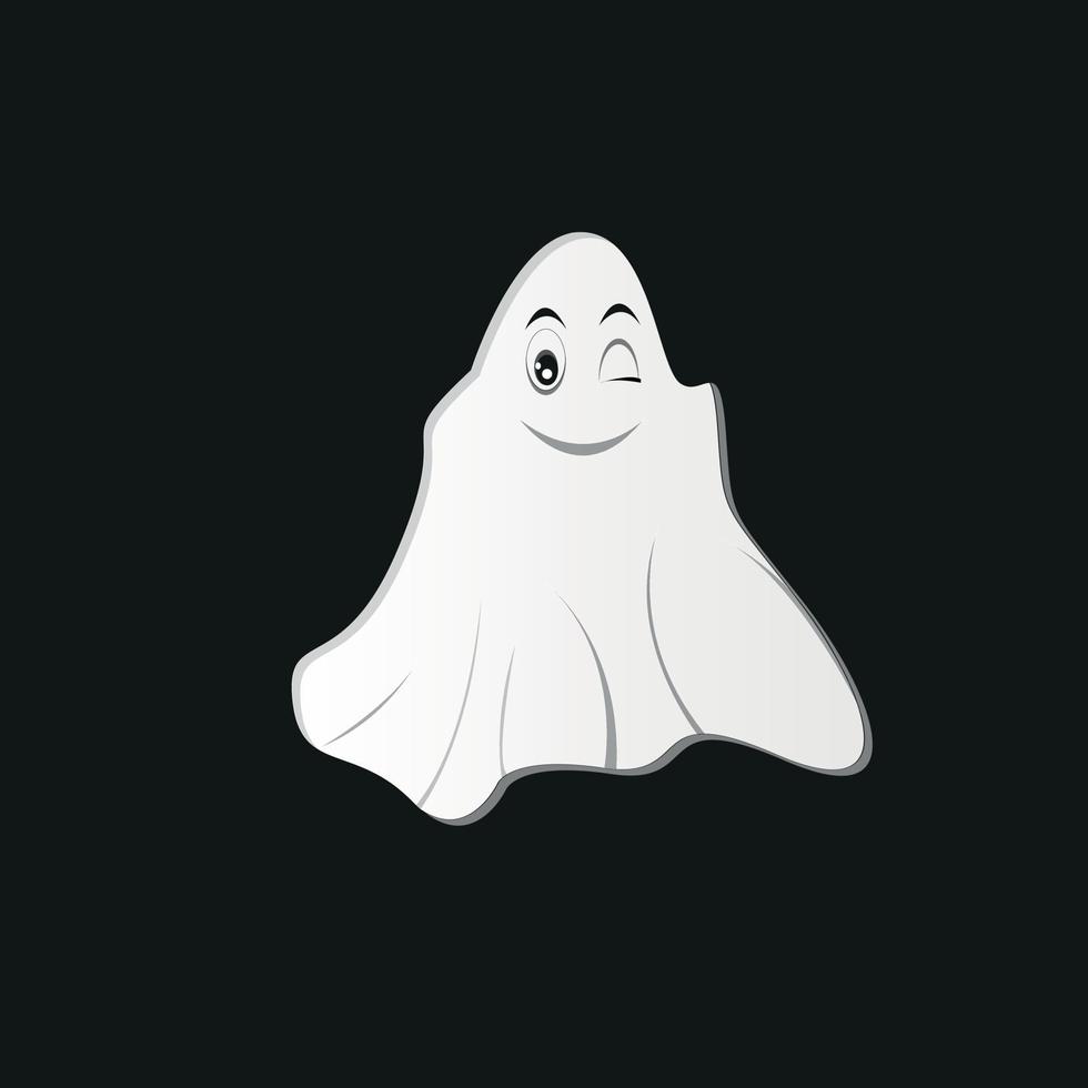 vector image of ghost with emotion character on face