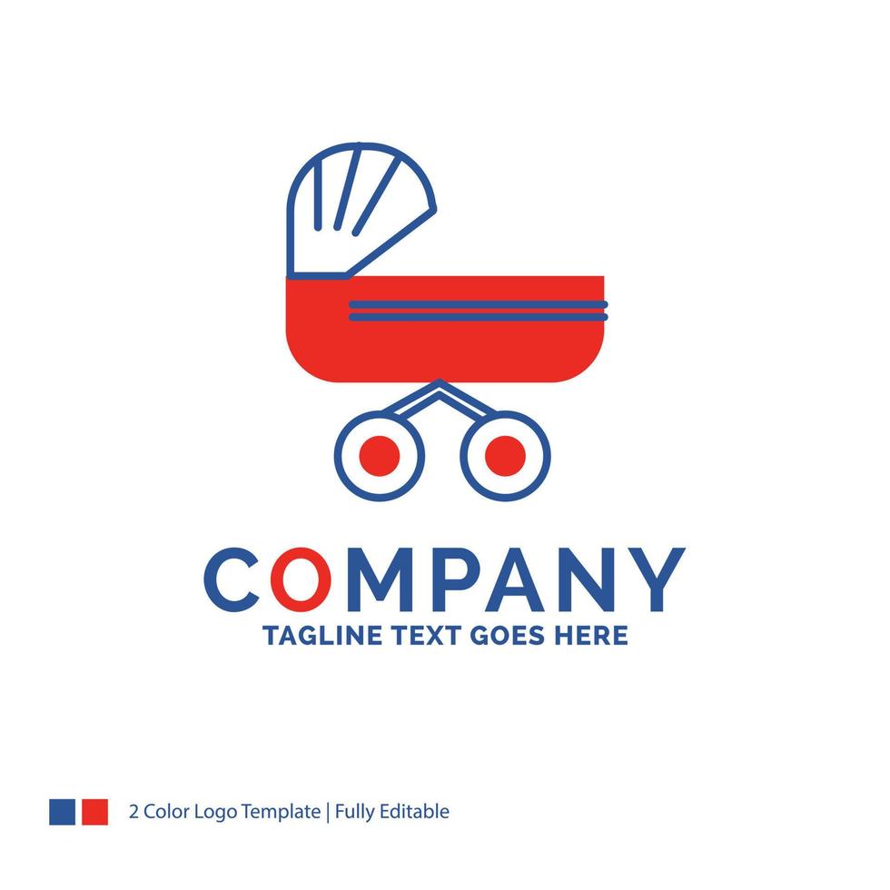 Company Name Logo Design For trolly. baby. kids. push. stroller. Blue and red Brand Name Design with place for Tagline. Abstract Creative Logo template for Small and Large Business. vector