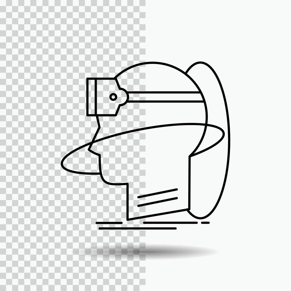 human. man. reality. user. virtual. vr Line Icon on Transparent Background. Black Icon Vector Illustration