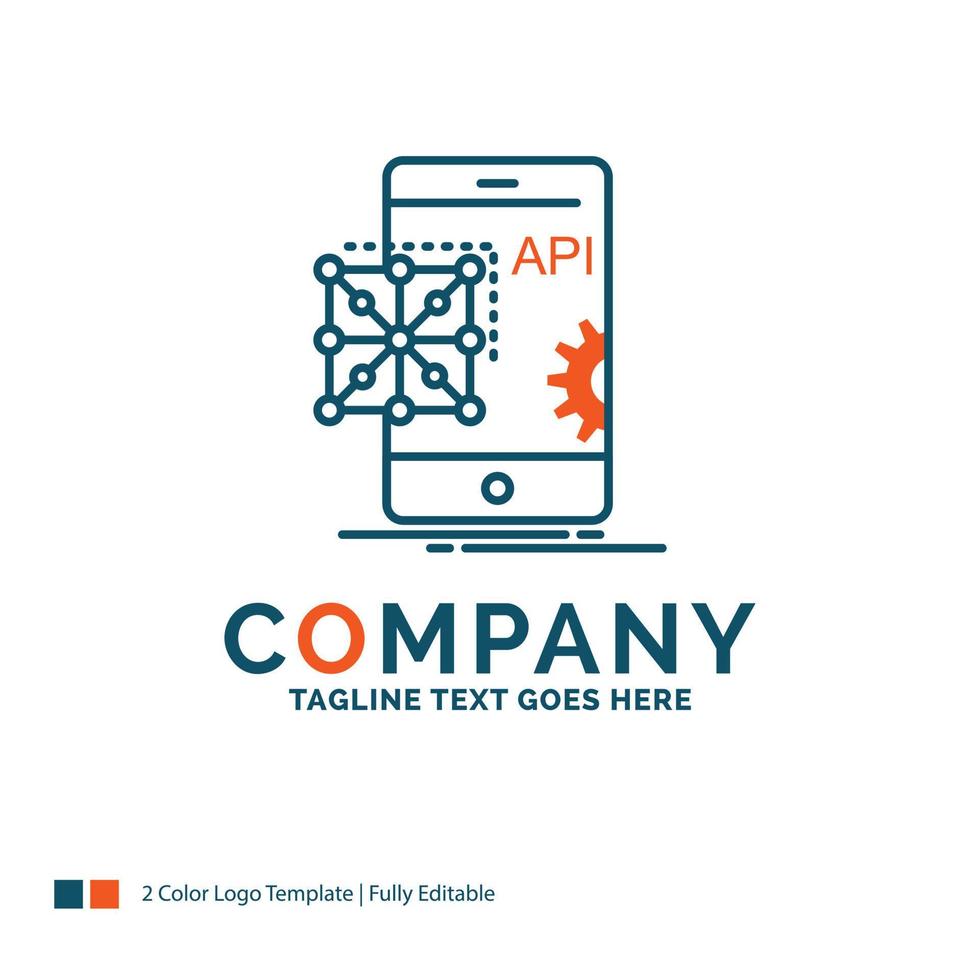 Api. Application. coding. Development. Mobile Logo Design. Blue and Orange Brand Name Design. Place for Tagline. Business Logo template. vector