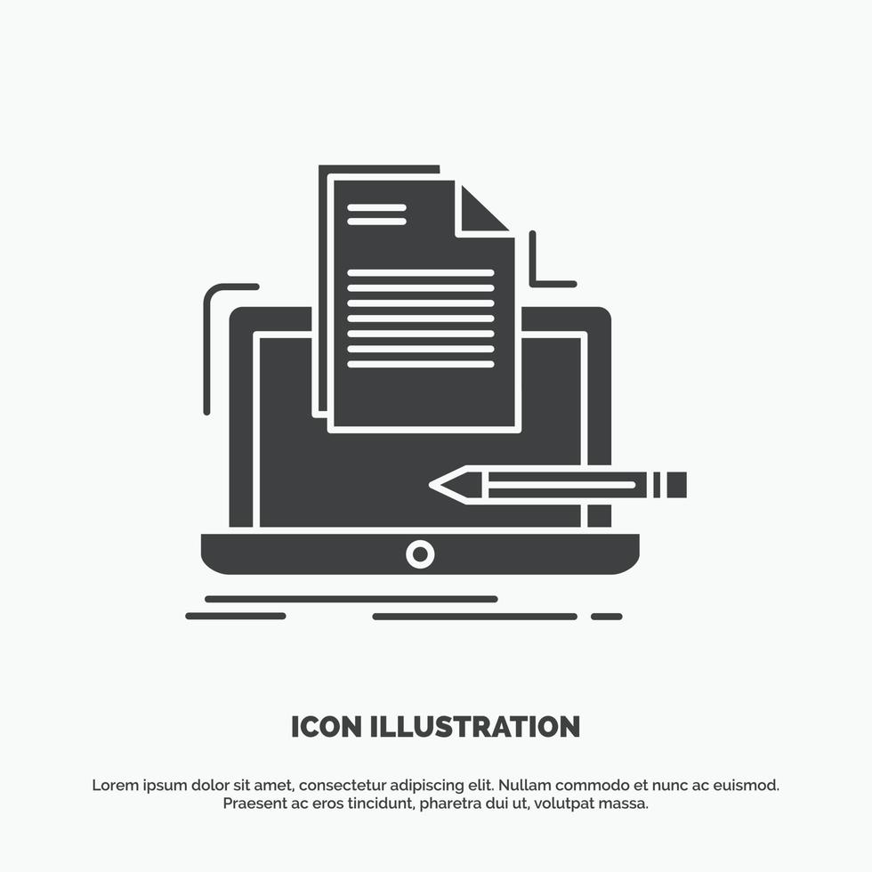 Coder. coding. computer. list. paper Icon. glyph vector gray symbol for UI and UX. website or mobile application