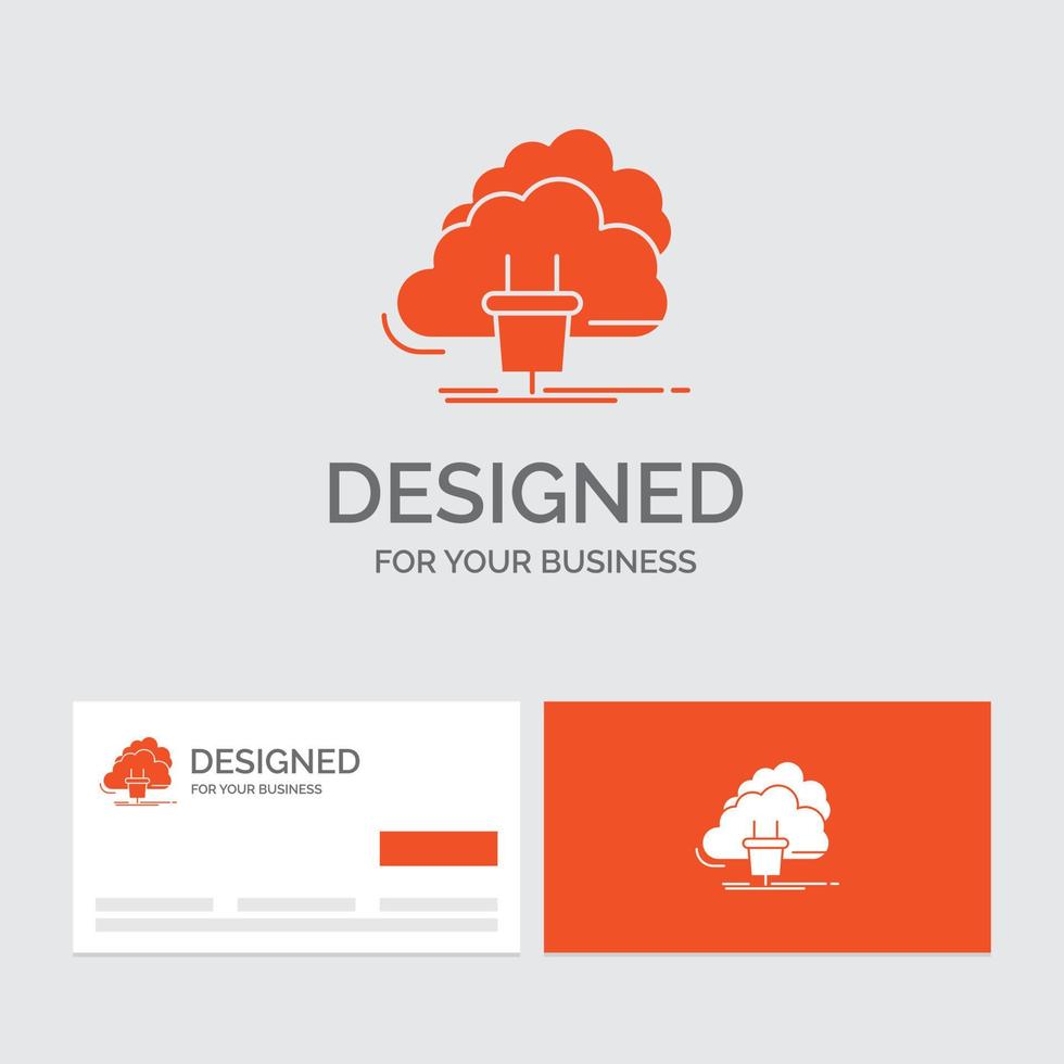 plantilla de logotipo empresarial para la nube. conexión. energía. la red. energía. tarjetas de visita naranjas con plantilla de logotipo de marca. vector