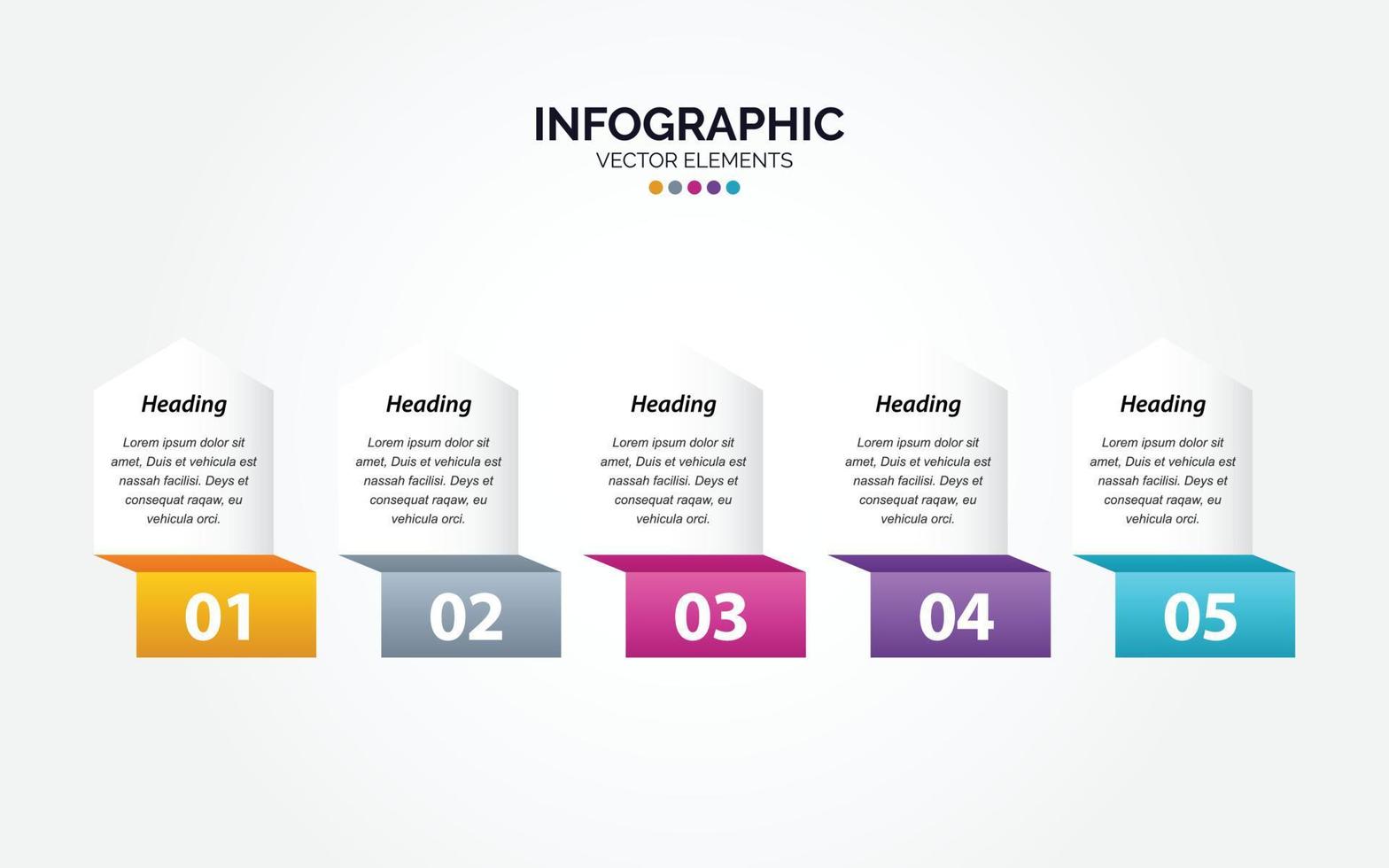 Presentation business Horizontal Infographic template with 5 options vector