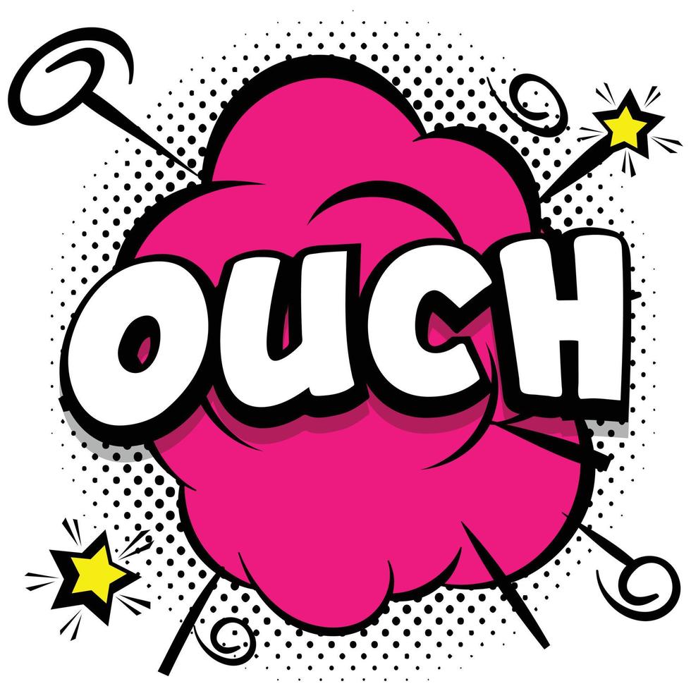 ouch Comic bright template with speech bubbles on colorful frames vector