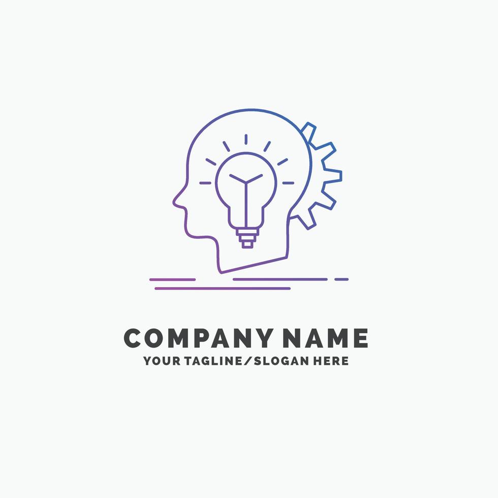 creative. creativity. head. idea. thinking Purple Business Logo Template. Place for Tagline vector