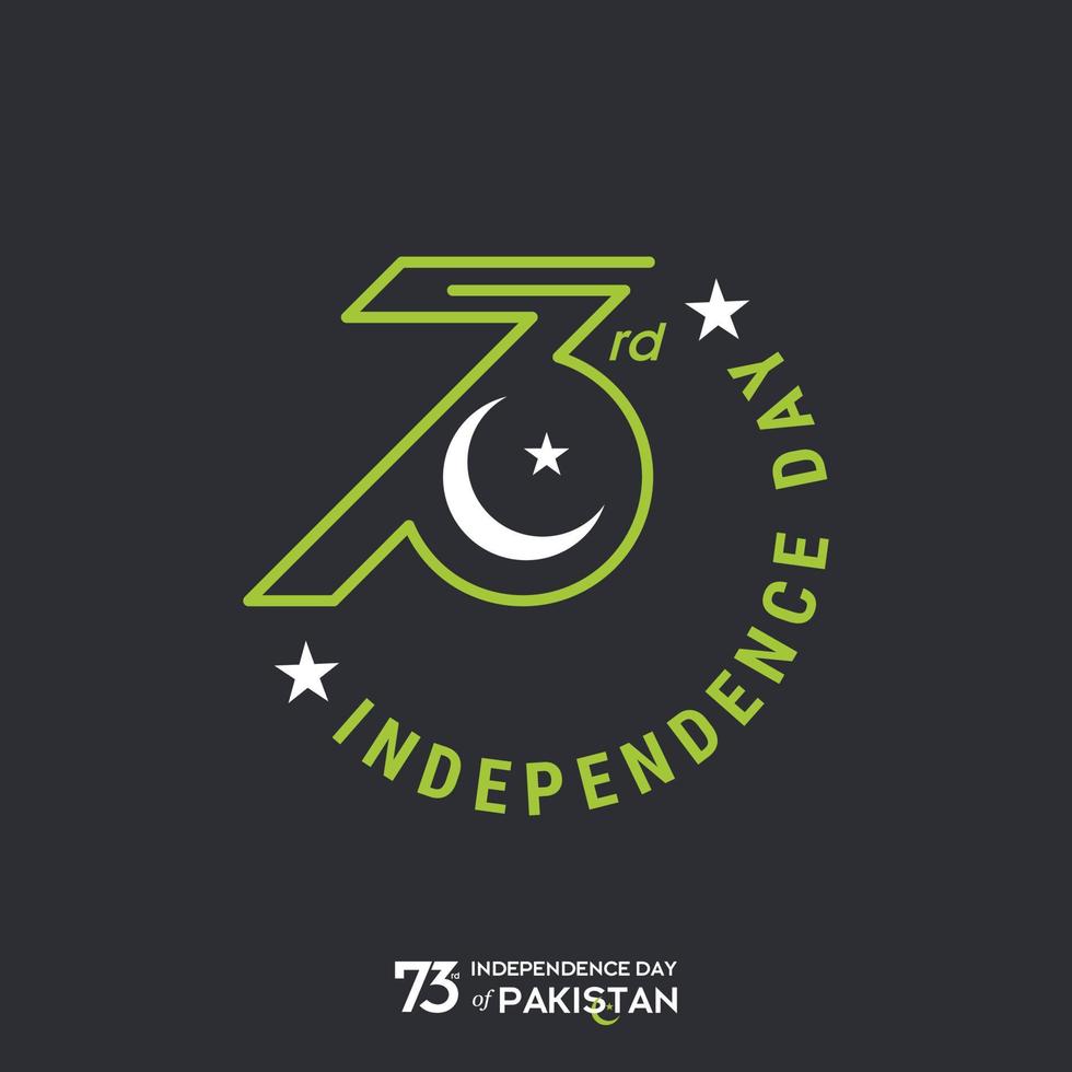 diseño de tipografía del día de la independencia de pakistán tipografía creativa del 73º feliz día de la independencia de pakistán vector