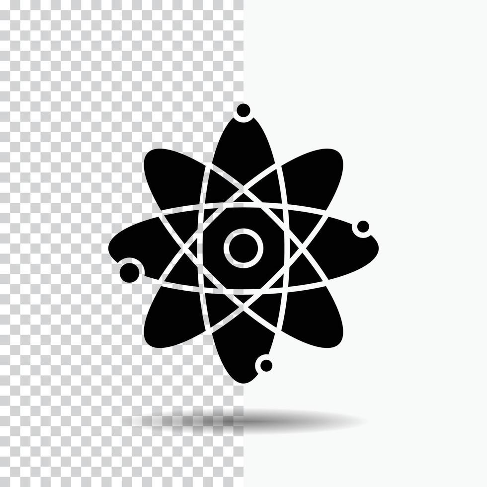 átomo. nuclear. molécula. química. icono de glifo de ciencia sobre fondo transparente. icono negro vector