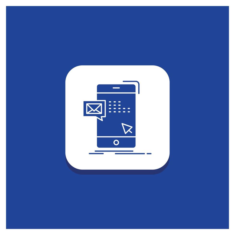 Blue Round Button for bulk. dialog. instant. mail. message Glyph icon vector