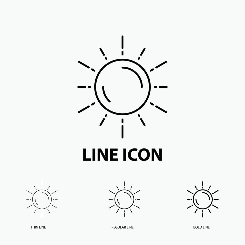 sun. space. planet. astronomy. weather Icon in Thin. Regular and Bold Line Style. Vector illustration