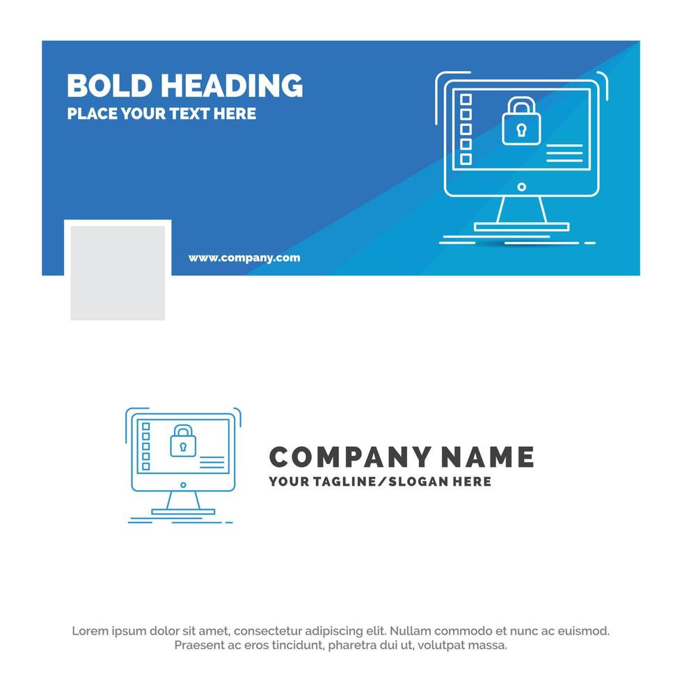 Blue Business Logo Template for secure. protection. safe. system. data. Facebook Timeline Banner Design. vector web banner background illustration