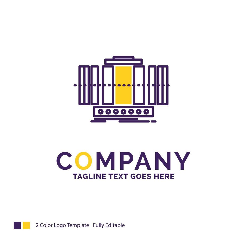 Company Name Logo Design For Turbine. Vertical. axis. wind. technology. Purple and yellow Brand Name Design with place for Tagline. Creative Logo template for Small and Large Business. vector