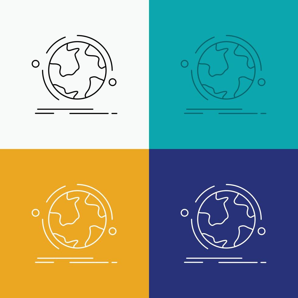 globe. world. discover. connection. network Icon Over Various Background. Line style design. designed for web and app. Eps 10 vector illustration