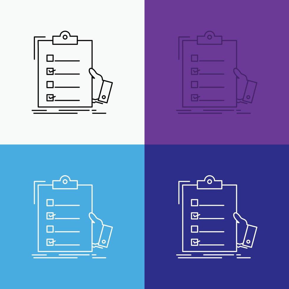 checklist. check. expertise. list. clipboard Icon Over Various Background. Line style design. designed for web and app. Eps 10 vector illustration