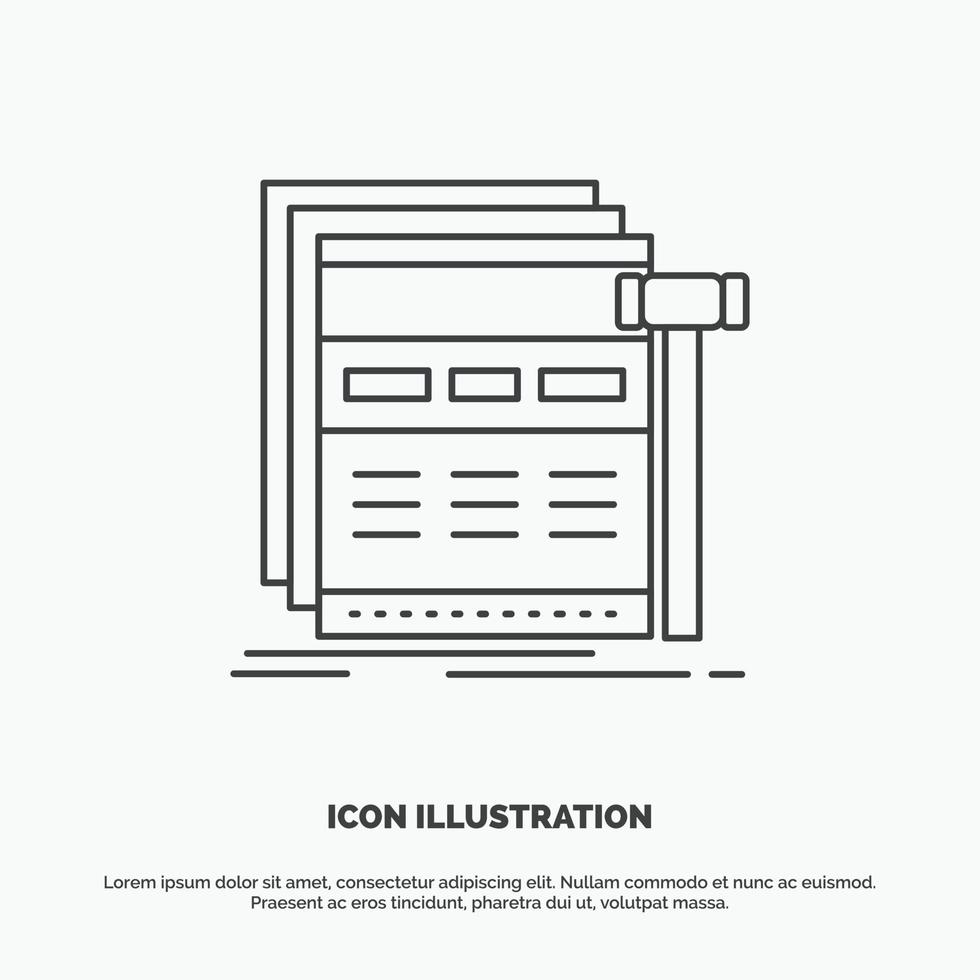 Internet. page. web. webpage. wireframe Icon. Line vector gray symbol for UI and UX. website or mobile application
