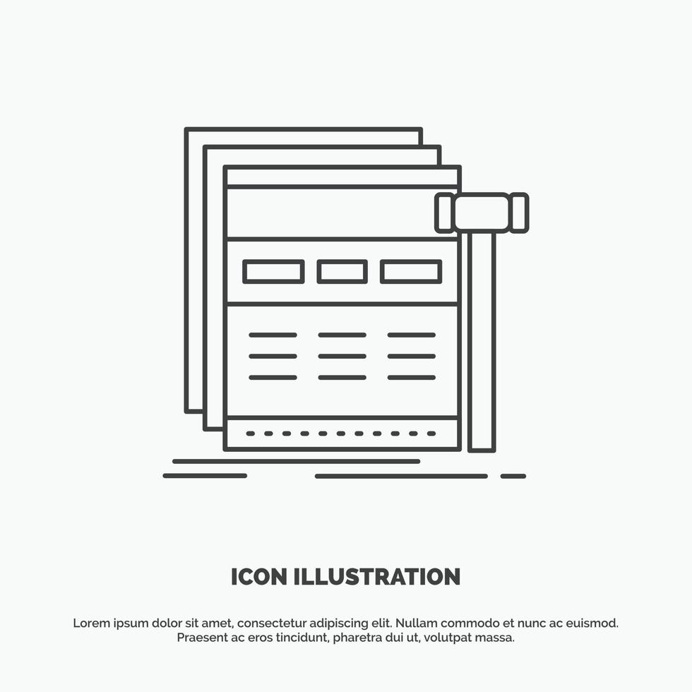 Internet. página. web. página web. icono de estructura alámbrica. símbolo gris vectorial de línea para ui y ux. sitio web o aplicación móvil vector