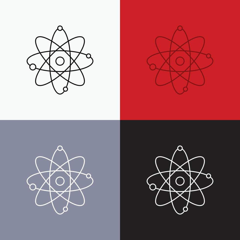 atom. nuclear. molecule. chemistry. science Icon Over Various Background. Line style design. designed for web and app. Eps 10 vector illustration