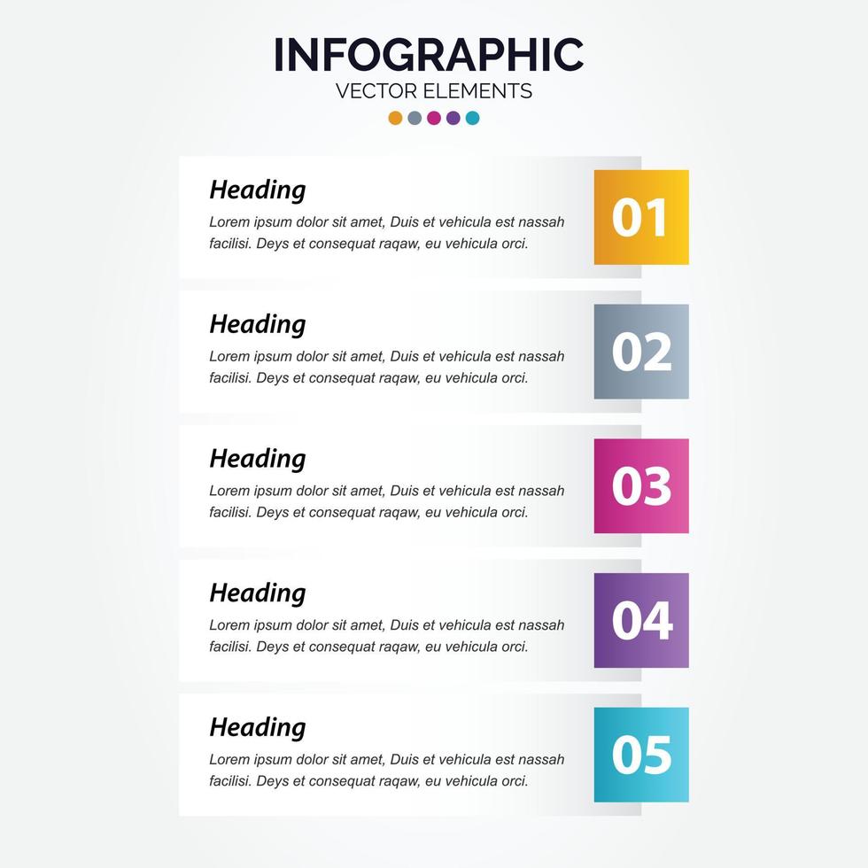 Vertical Infographic arrow design with 5 options or steps. vector