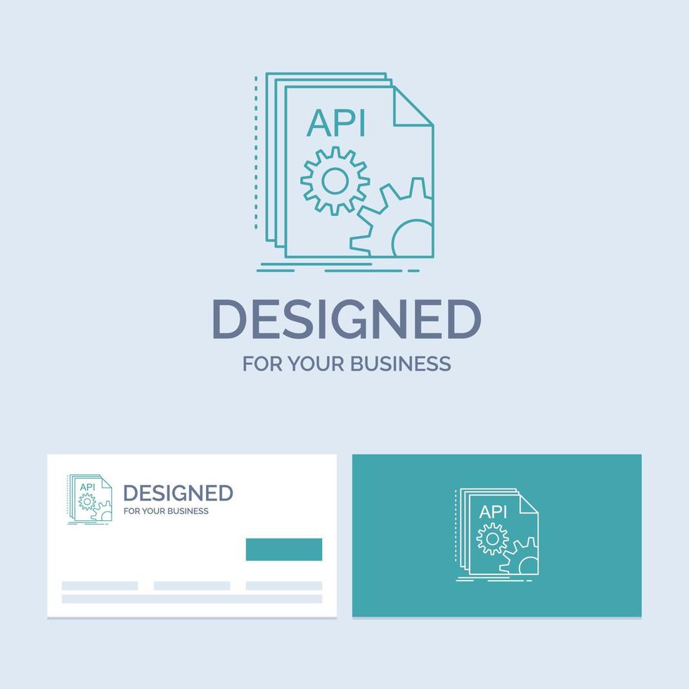 Api. app. coding. developer. software Business Logo Line Icon Symbol for your business. Turquoise Business Cards with Brand logo template vector