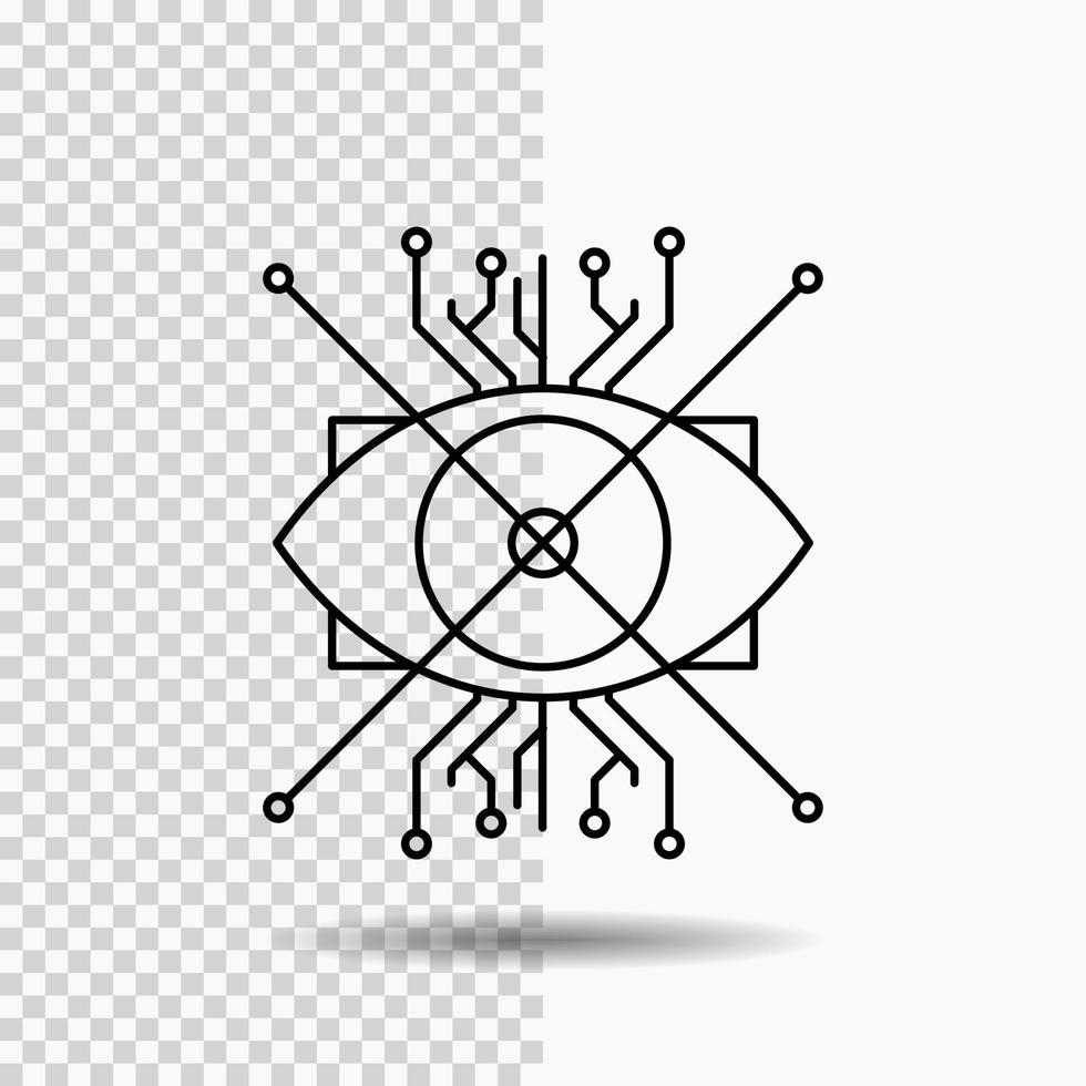 Ar. augmentation. cyber. eye. lens Line Icon on Transparent Background. Black Icon Vector Illustration