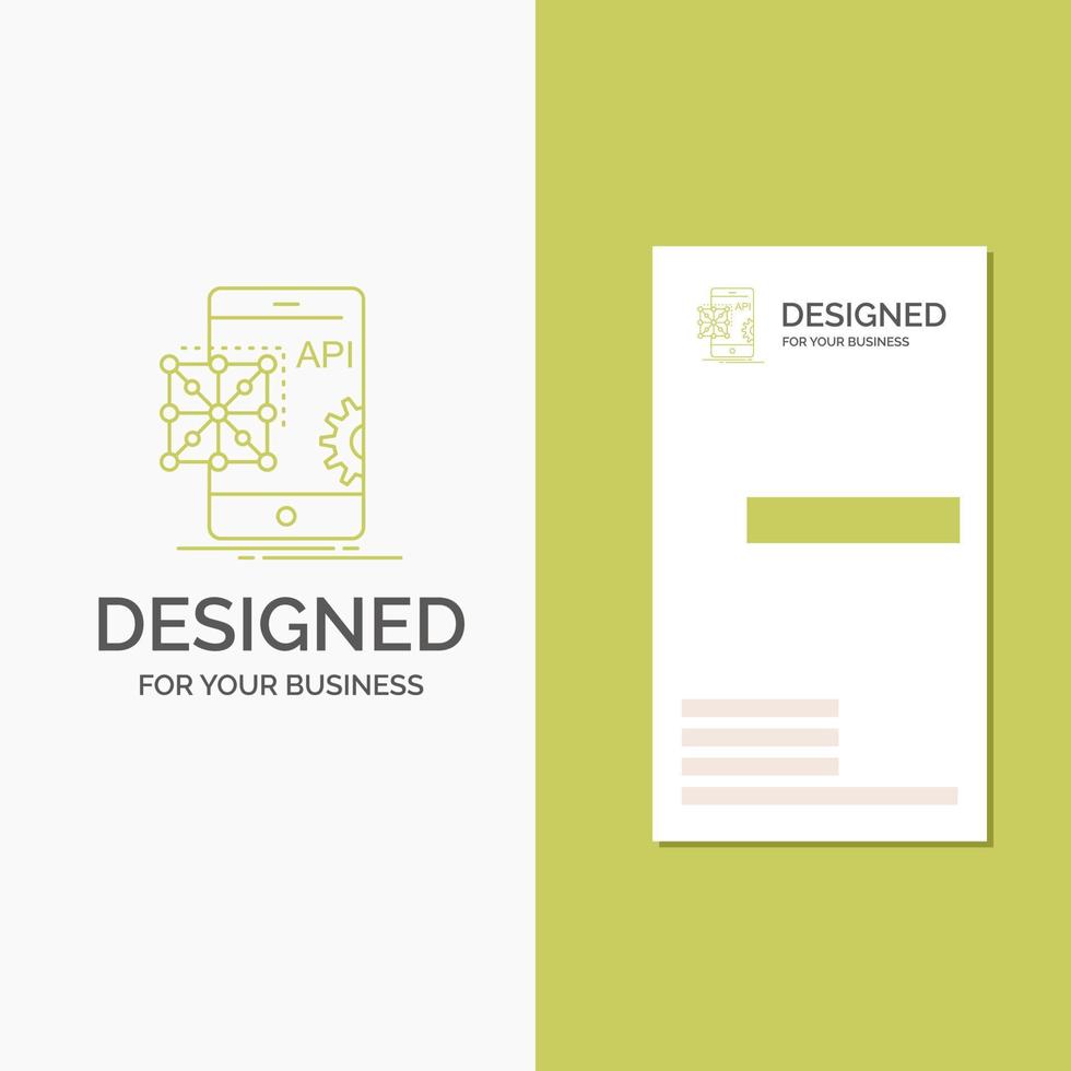 Business Logo for Api. Application. coding. Development. Mobile. Vertical Green Business .Visiting Card template. Creative background vector illustration