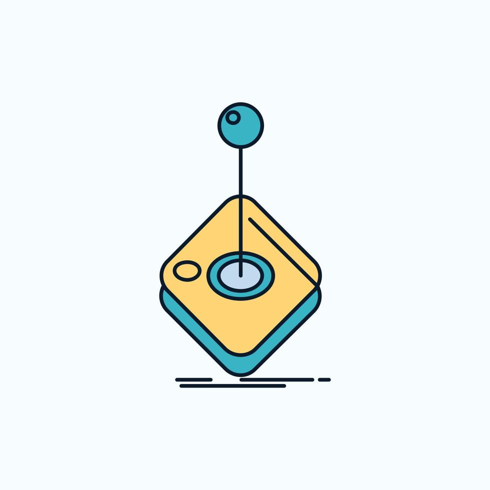 Arcade. game. gaming. joystick. stick Flat Icon. green and Yellow sign and symbols for website and Mobile appliation. vector illustration