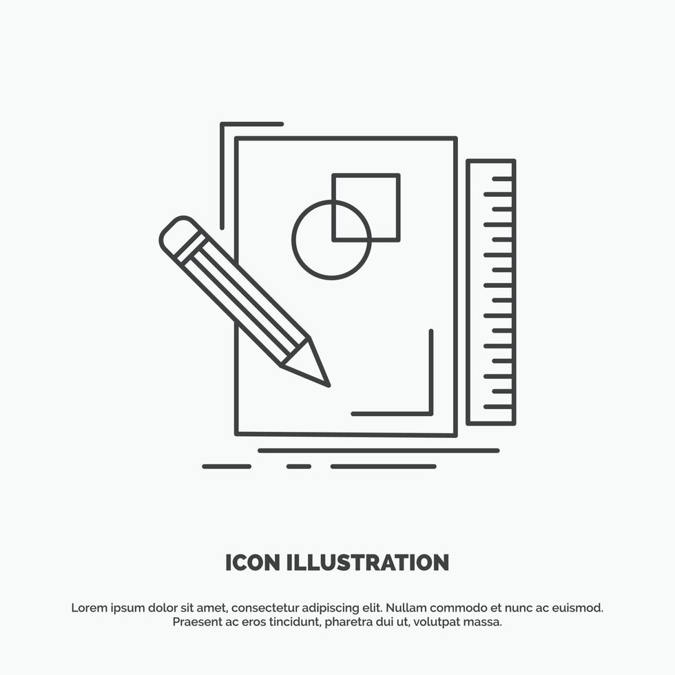 sketch. sketching. design. draw. geometry Icon. Line vector gray symbol for UI and UX. website or mobile application