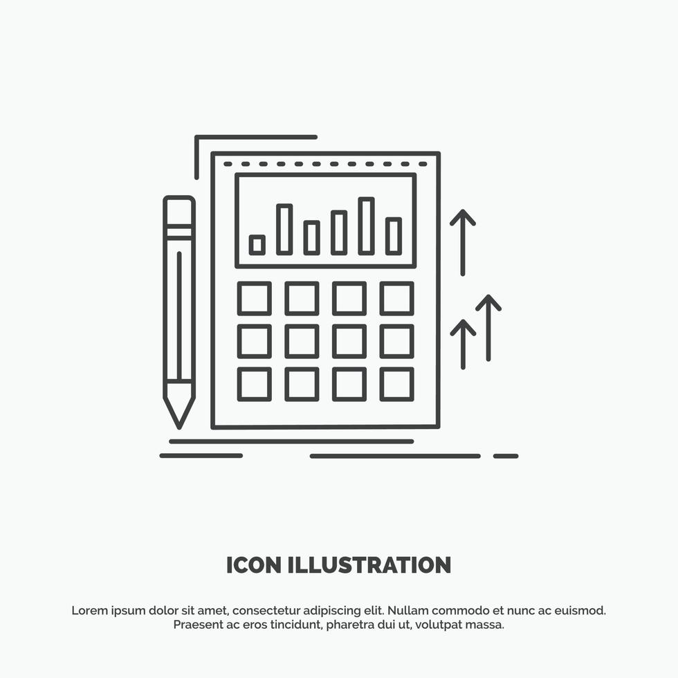 Accounting. audit. banking. calculation. calculator Icon. Line vector gray symbol for UI and UX. website or mobile application