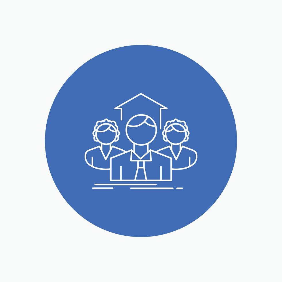Team. Business. teamwork. group. meeting White Line Icon in Circle background. vector icon illustration