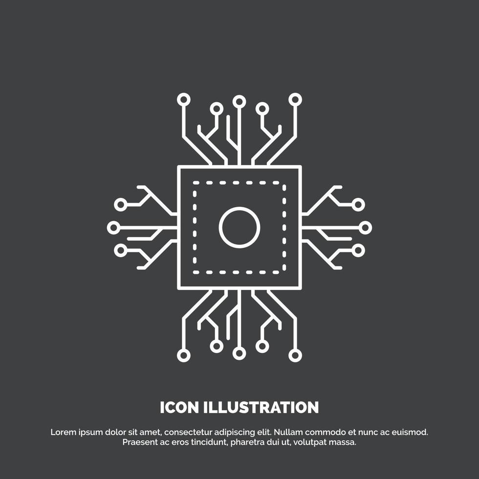 Chip. cpu. microchip. processor. technology Icon. Line vector symbol for UI and UX. website or mobile application