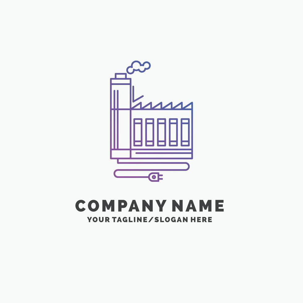 Consumption. resource. energy. factory. manufacturing Purple Business Logo Template. Place for Tagline vector