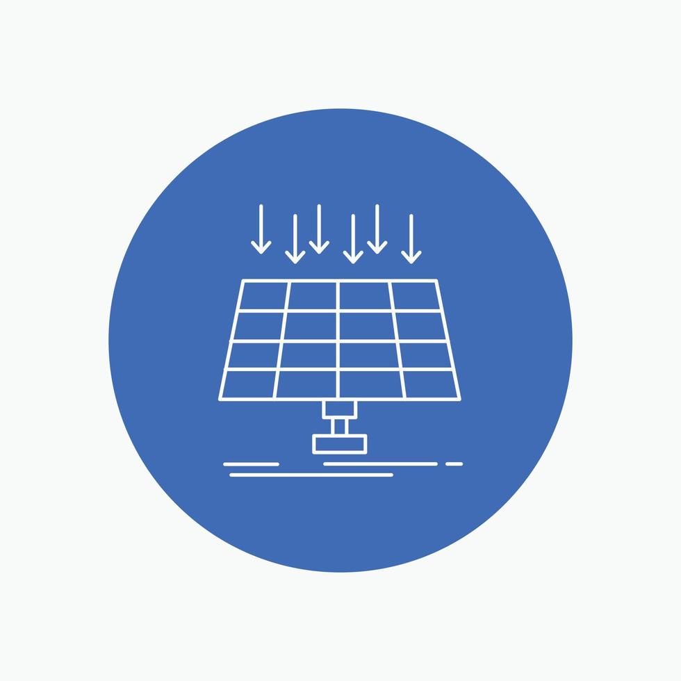 Solar. Panel. Energy. technology. smart city White Line Icon in Circle background. vector icon illustration