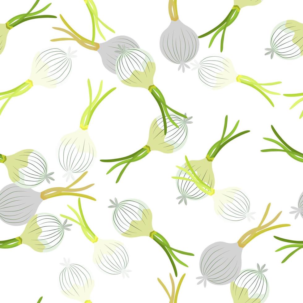 Hand drawn onion bulb seamless pattern. Onion in doodle style endless wallpaper. vector