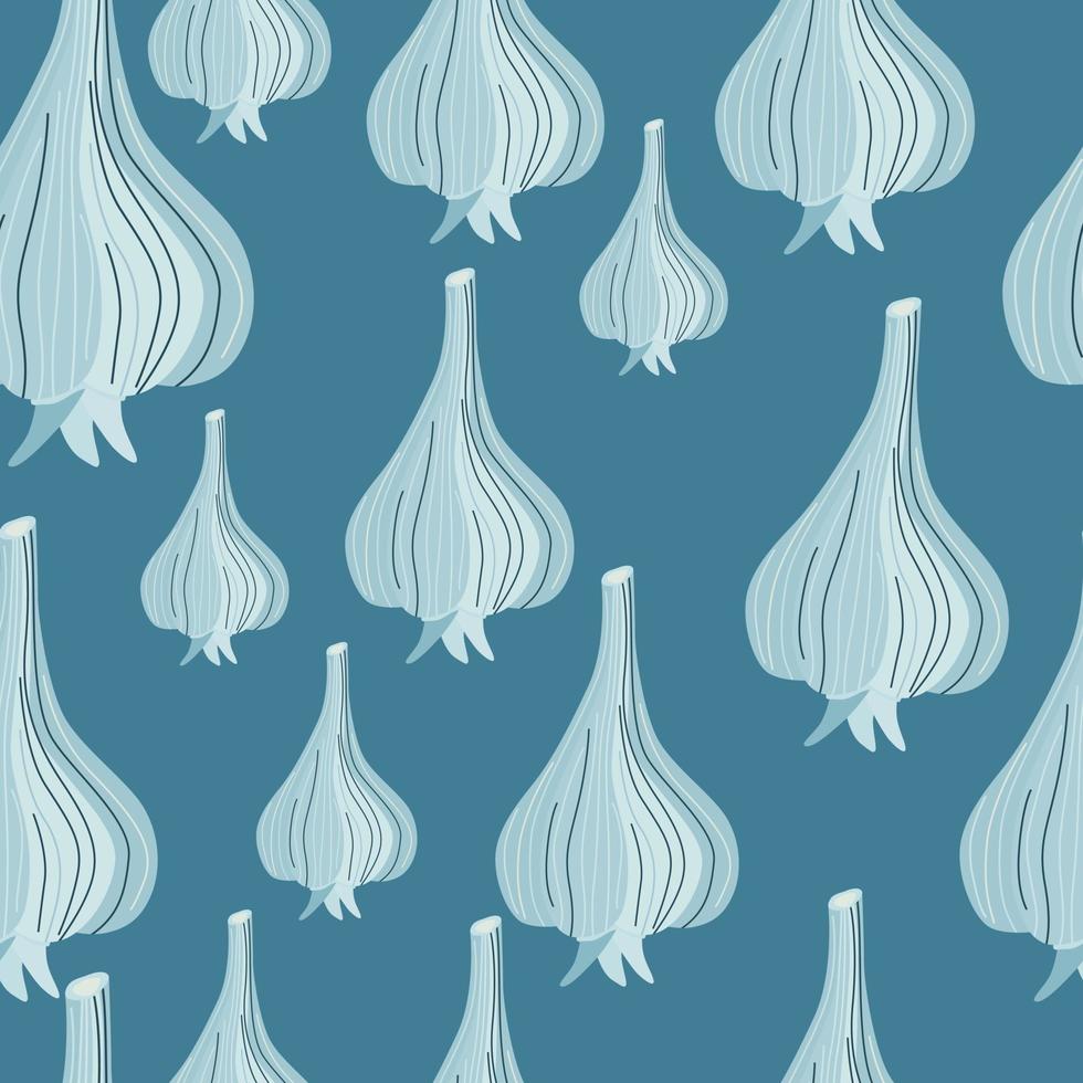 Hand drawn garlic seamless pattern. Doodle bulb of garlic endless wallpaper. vector
