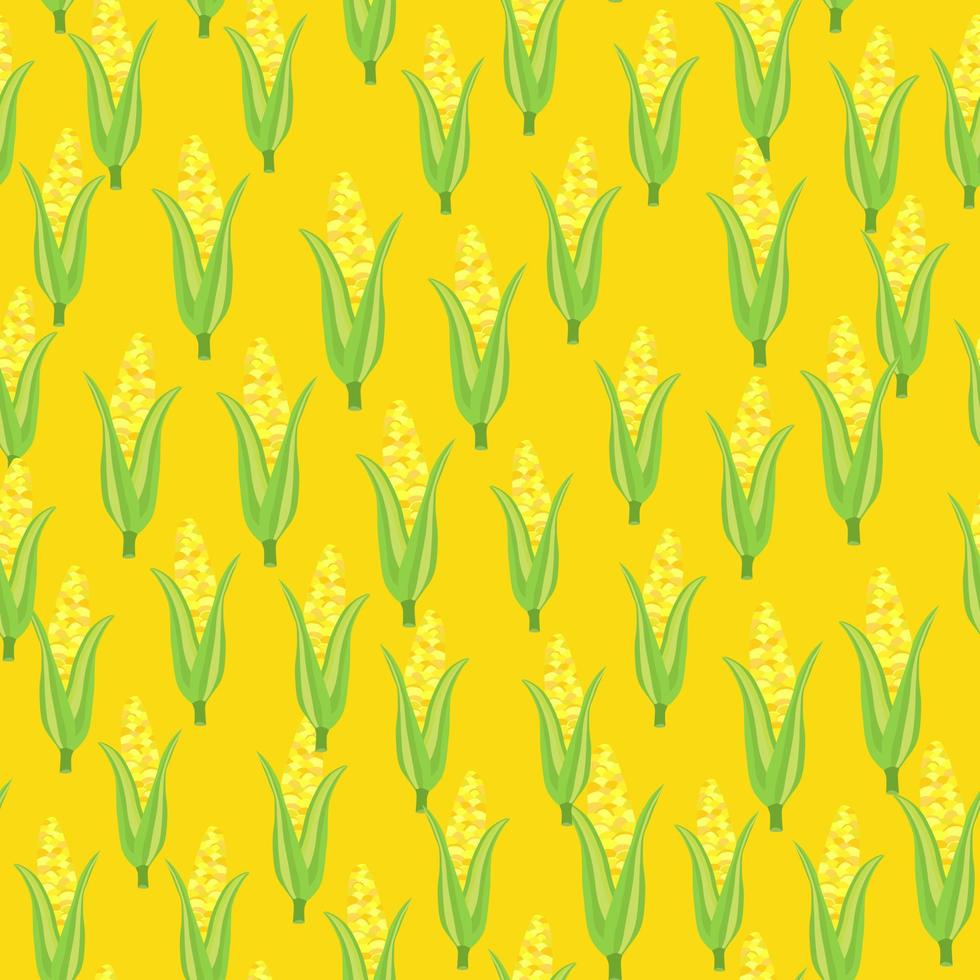 Corn plants seamless pattern. Corn cobs endless wallpaper. vector