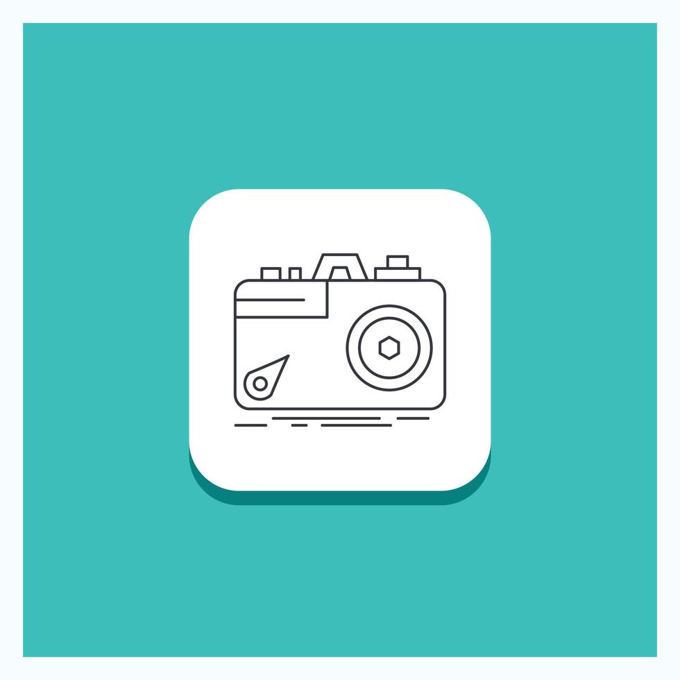 Round Button for Camera. photography. capture. photo. aperture Line icon Turquoise Background vector