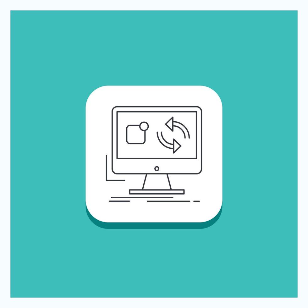 Round Button for update. app. application. install. sync Line icon Turquoise Background vector