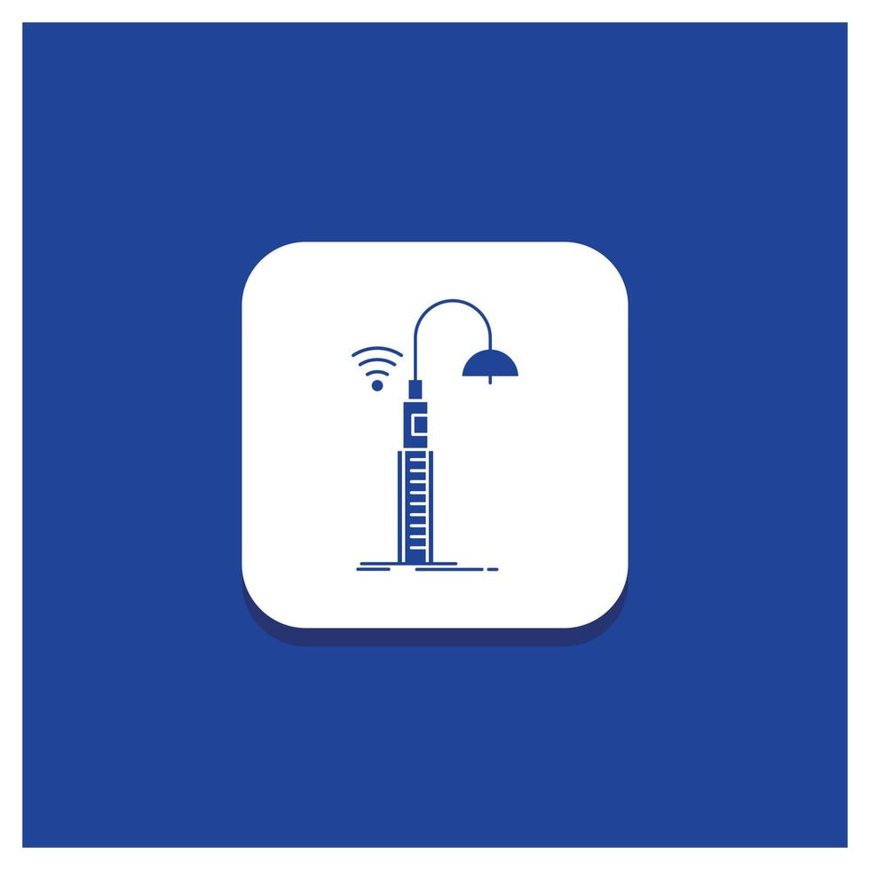 Blue Round Button for lights. street. wifi. smart. technology Glyph icon vector