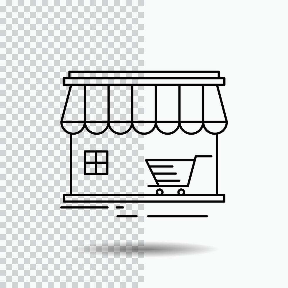 shop. store. market. building. shopping Line Icon on Transparent Background. Black Icon Vector Illustration