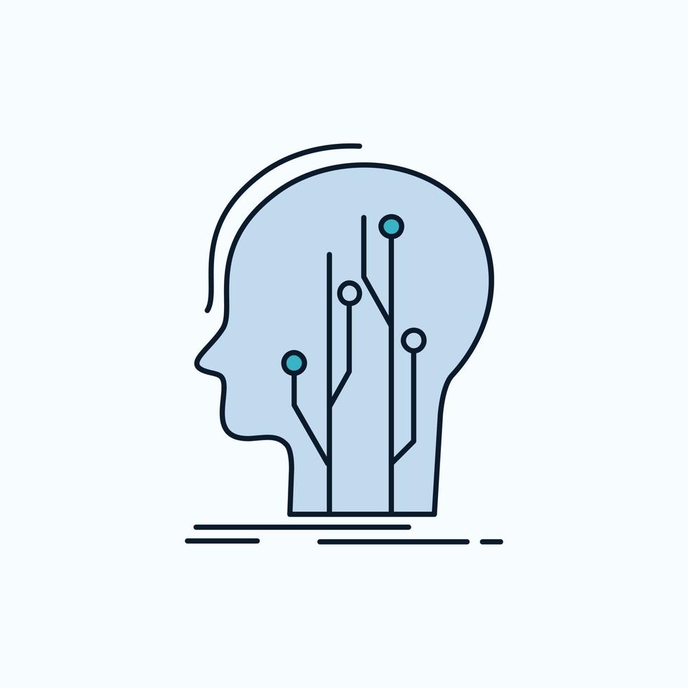 Data. head. human. knowledge. network Flat Icon. green and Yellow sign and symbols for website and Mobile appliation. vector illustration